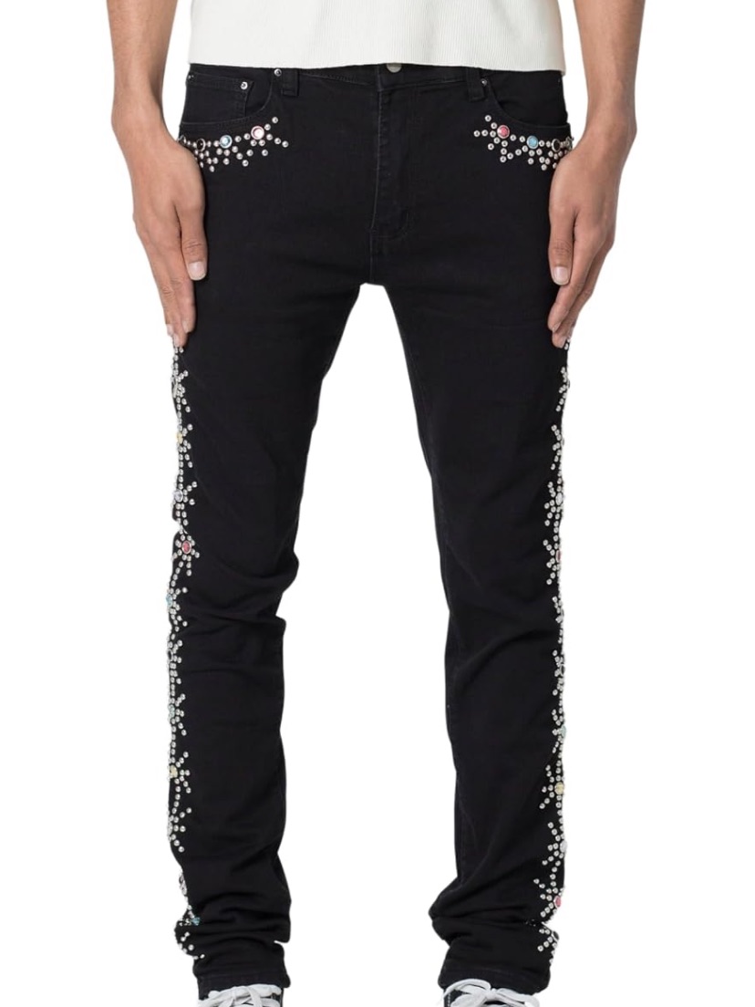 Nwt Embellished Black Men's Slim Jeans 28 B24